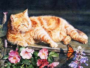 'Brandy and the Monarch' - Wildlife Painings - Watercolor on Arches 300gsm hot pressed paper 16″ x 12 1/2″ 410 mm x 320 mm