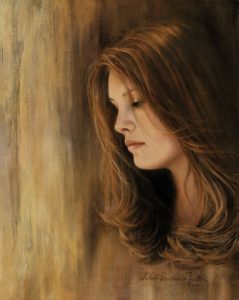 'Lost in Thought' - Figurative Painting - Oil on Belgian Linen 19 1/2 x 15 1/2″ 495 mm x 395 mm