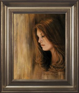 Lost in Thought framed - Oil on Belgian Linen 19 1/2 x 15 1/2″ 495 mm x 395 mm