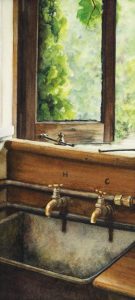 Rush Cottage - Watercolor on Arches 300 gsm Hot Pressed paper Size: 13″ x 6″ 330 mm x 150 mm