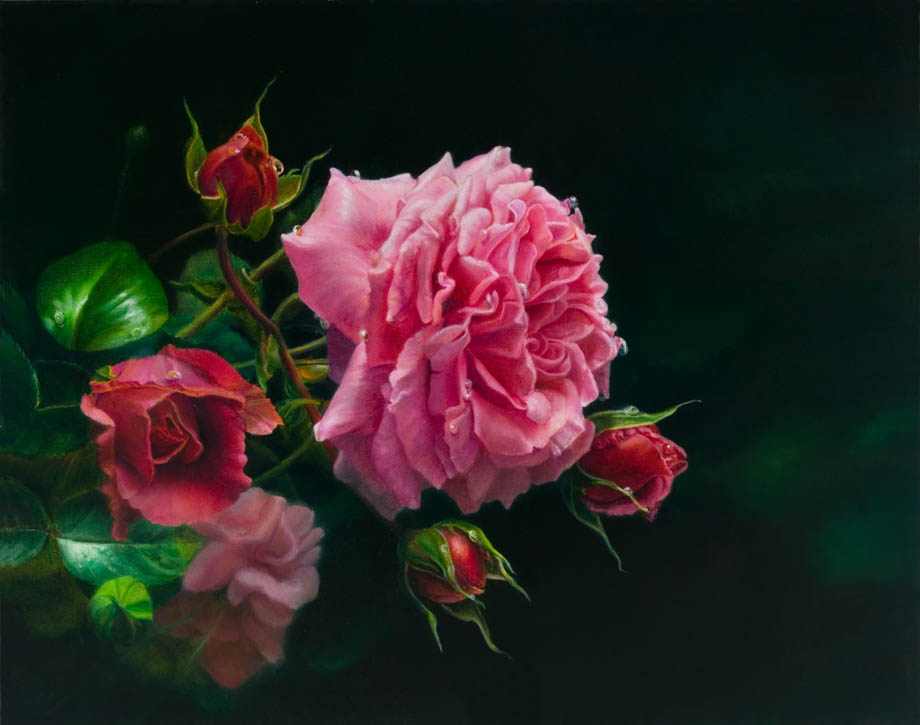 'À côté de la fontaine' - Floral Painting - Oil on Belgian Linen 15 1/4″ x 19 1/4″ 390 mm x 490 mm